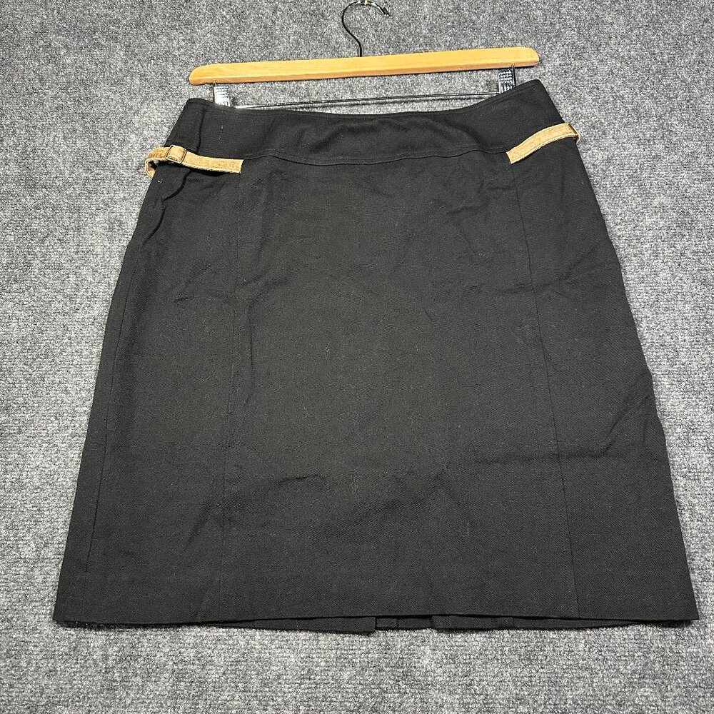 Lilly Pulitzer Skirt Womens 10  Pencil Black Cotton Stretch Suede Detail Zip